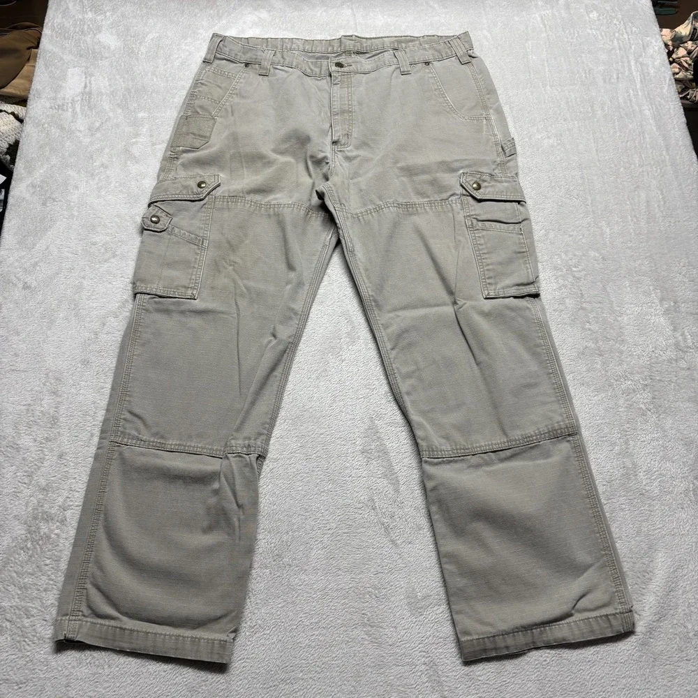Carhartt B342-DFE Ripstop Cargo Double Knee Work Pants Gray Relaxed Men's 42x32